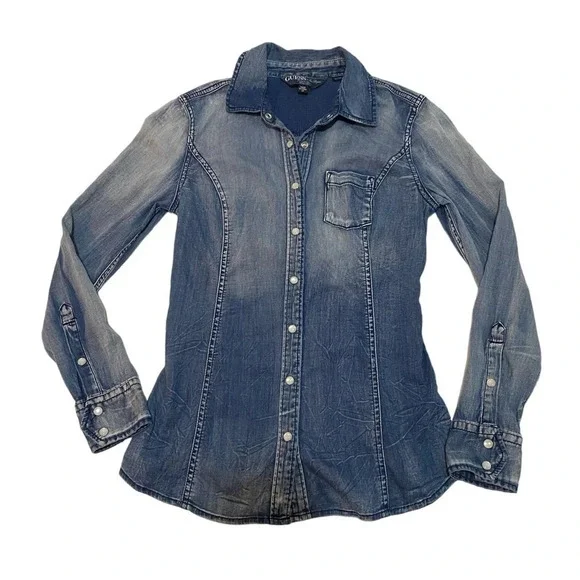 GUESS Denim Button Down Shirt Size XS - Picture 1 of 6